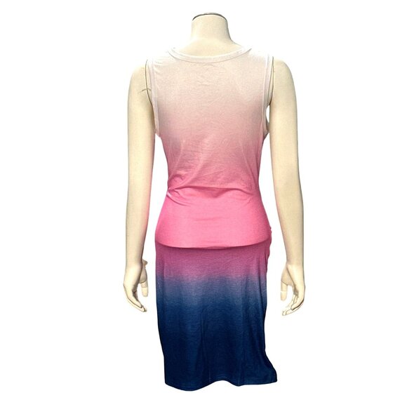 CCC Sleeveless Ombre Knot Front Cutout Bodycon Dress Small Polyester Spandex Ble - Picture 3 of 7